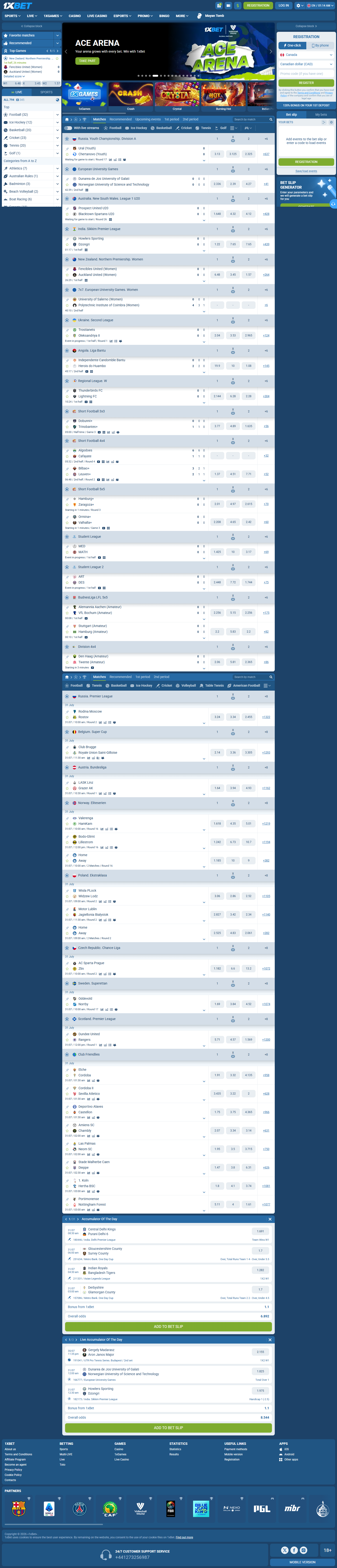 1xBet Canada research home